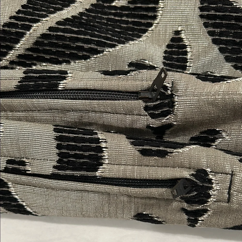 2 Pillow Covers (19”sq) Elegant Black and Silver Damask Fabric